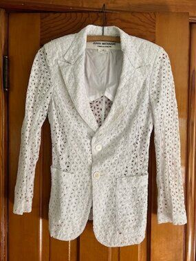 VTG Rare Junya Watanabe Comme des Garçons White Eyelet Blazer Woman Medium